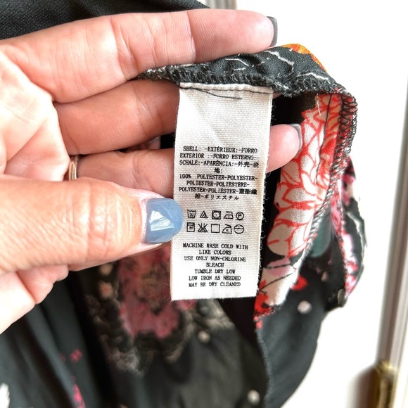 Free People Boho Floral Sleeveless Tunic Top Black Multicolor - Picture 4 of 7